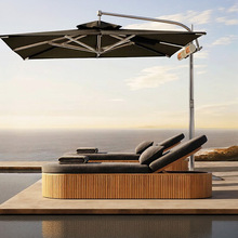 柚木躺床泳池民宿露台带伞实木躺椅沙滩花园防水酒店设计师沙发床