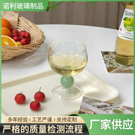 ins创意乳绿高脚玻璃杯家用气泡水杯鸡尾酒杯子玻璃红酒杯香槟杯
