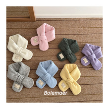 韩国宝宝围巾秋冬款加厚保暖ins洋气儿童冬季护颈柔软交叉围脖