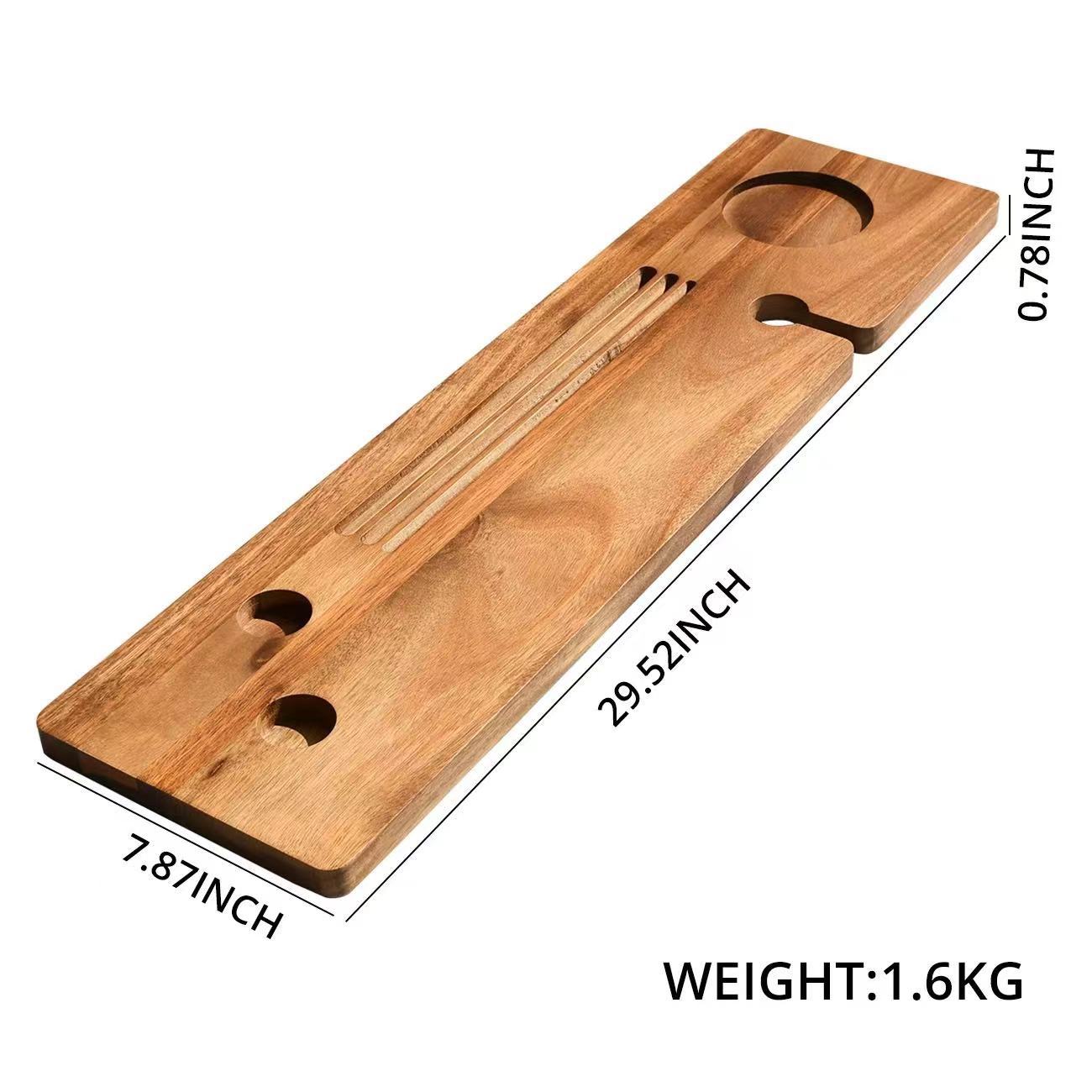 Bandeja de baño de bambú multifuncional bandeja de baño bandeja de baño con soporte para copas de vino y bandeja para teléfono móvil estante de baño de madera maciza