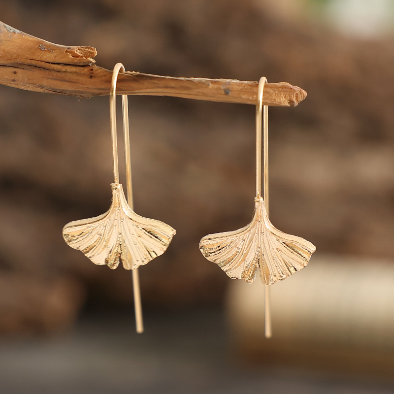 Pastoral Ginkgo Leaf Alloy Plating Women's Earrings display picture 3