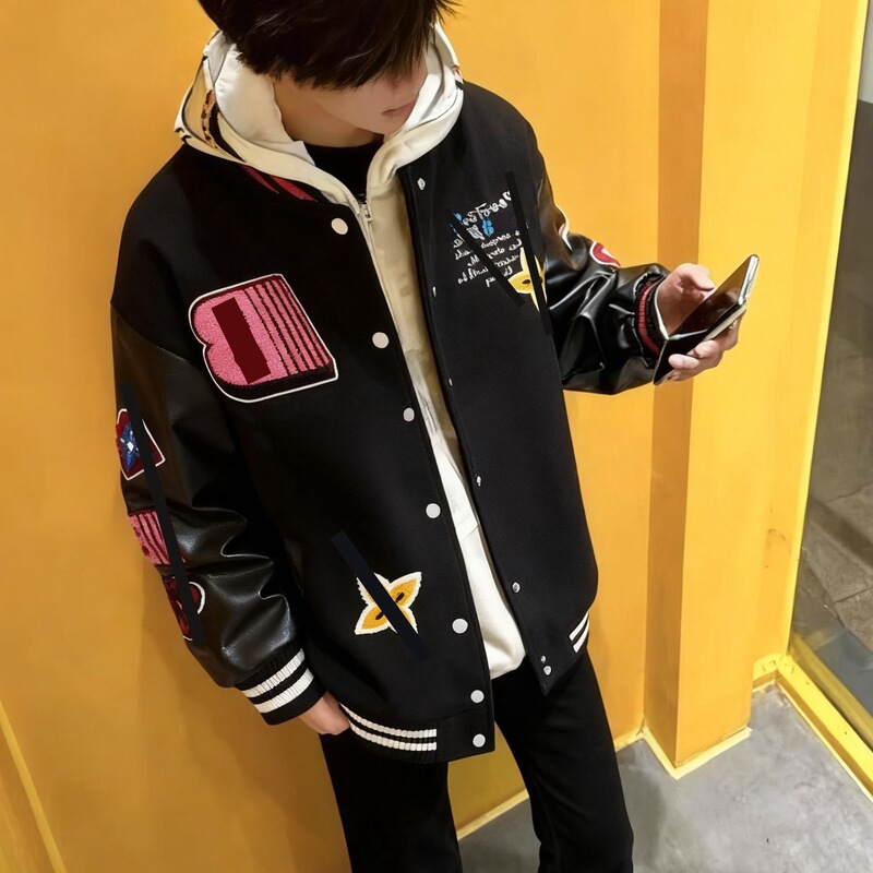 American-Style Embroidered Baseball Jacket for Men and Teenagers, Vibe High Street Student National Trend Cool Couple Jacket