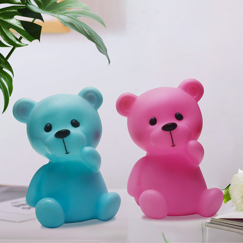 Manufacturer toy bear lighting vinyl night light. Cute cartoon children's bedside lamp ornaments creative gift wholesale.