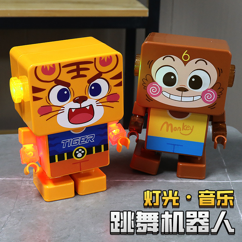 Transfronterizos robot de baile eléctrico música iluminación danza macaco dibujos animados animales juguetes para niños al por mayor
