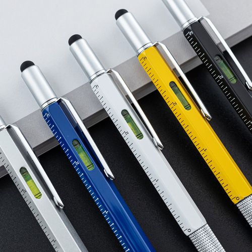 Multifunctional tool pen six-in-one level scale touch screen pen one-word cross double-headed screwdriver ballpoint pen