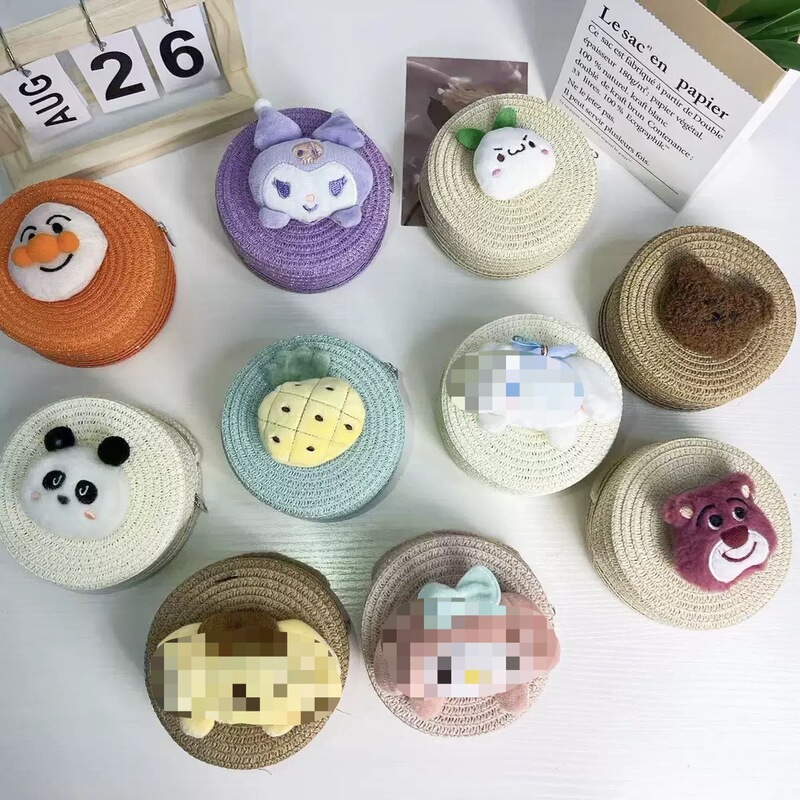 Children's Straw Bag Cartoon Small Bag Round Bag Summer Beach Sweet Girl Baby Crossbody Travel Cute Coin Purse Children's Straw Bag Cartoon Small Bag Round Bag Summer Beach Sweet Girl Baby Crossbody Travel Cute Coin Purse