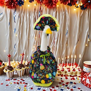 Cross-Border Porch Goose Costume Happy Birthday Theme Party Decoration, 23" 17" Cement Plastic Goose Costume