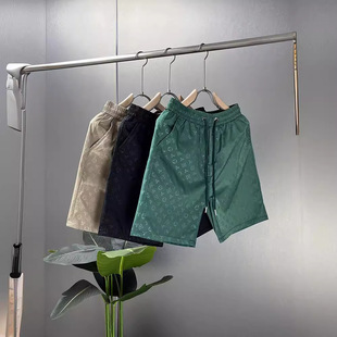 Summer Ice Silk Thin Shorts Trendy Fashion Printed Quick-Dry Beach Shorts Men's Breathable Casual Knee-Length Shorts