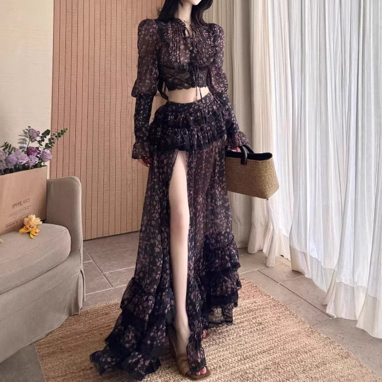 LADY GAGA uslubi - 2026 fransuz chifon gullar to'plami (2 dona)