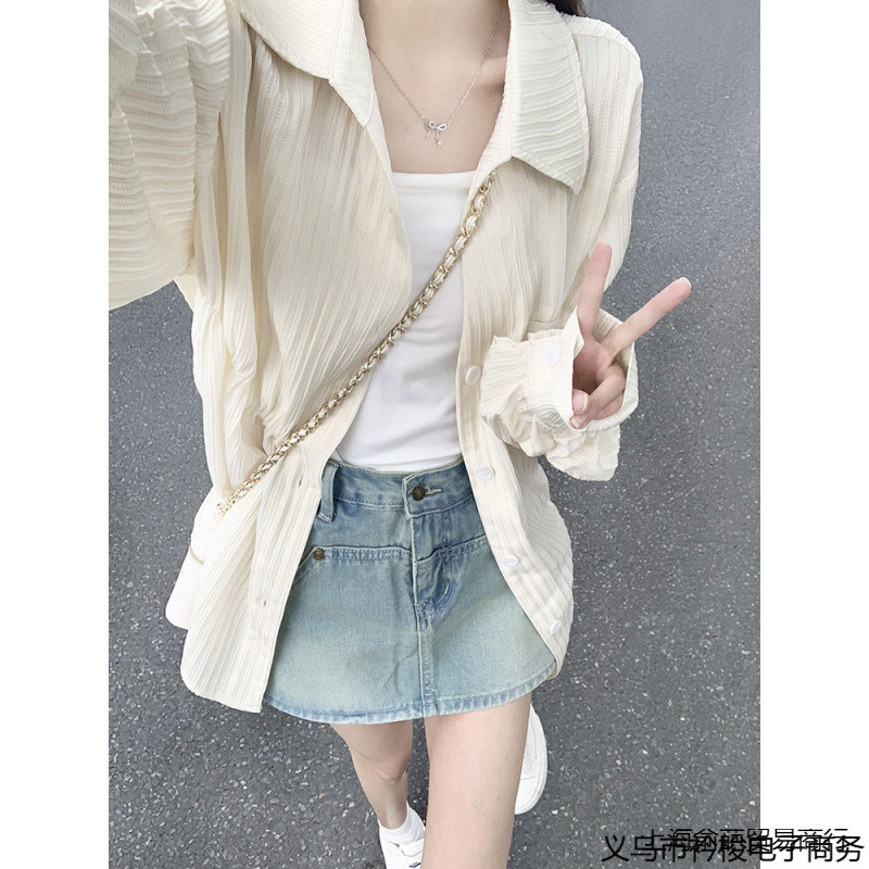外搭夏季衬衫上衣简约薄款新款款衬衣外套女设计感女小众防晒开衫