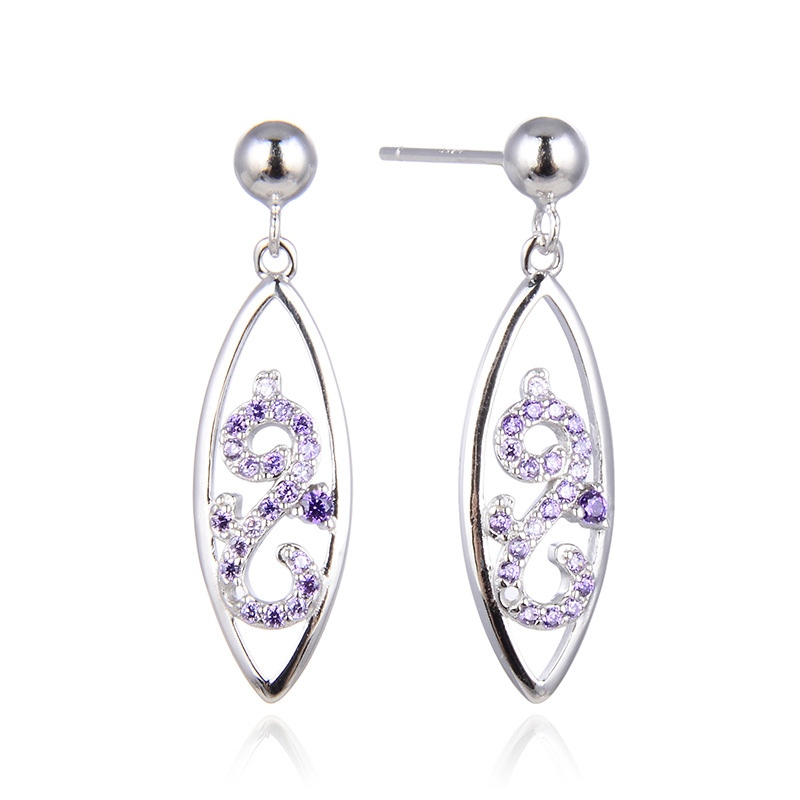 El comercio exterior de joyas de diamantes pendientes simples Corea del Sur con incrustaciones de circón s925 pendientes de plata en forma de hoja geométrica pendientes de las mujeres