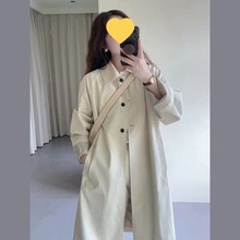 中长款风衣外套2025早秋新款好看小个子宽松高级大衣韩系英伦风