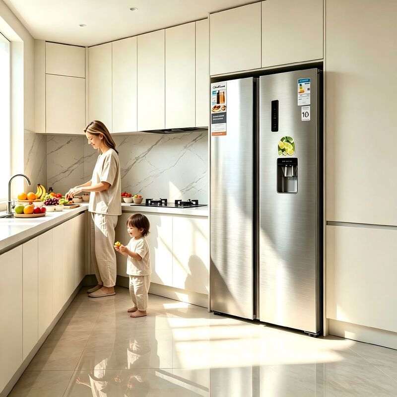 Factory direct supply: side-by-side refrigerator with water dispenser, external display, large capacity, frost-free, inverter-controlled, for home use Factory direct supply: side-by-side refrigerator with water dispenser, external display, large capacity, frost-free, inverter-controlled, for home use