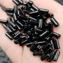 仿黑曜石路路通仿玉石散珠仿黑玛瑙直管桶珠手链项链饰品配件珠子