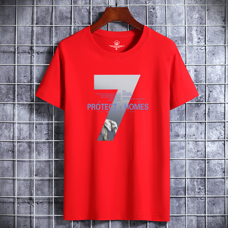 Camiseta de manga corta para hombres de verano nuevo cuello redondo de algodón de moda más tamaño de los hombres de Hong Kong estilo estudiante top de fondo entrega de media manga