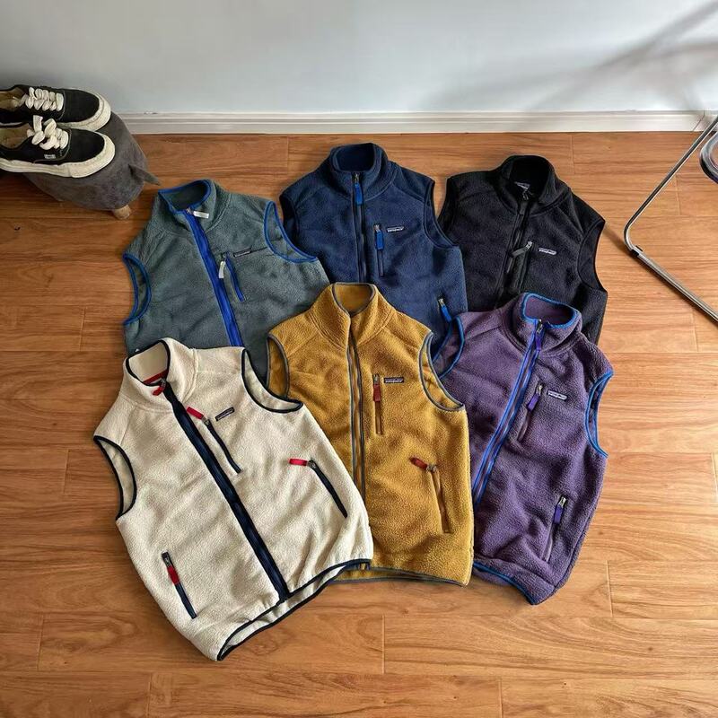 Bata Retro Pile Solid Color Retro Classic Warm Fleece Vest for Men and Women 22821