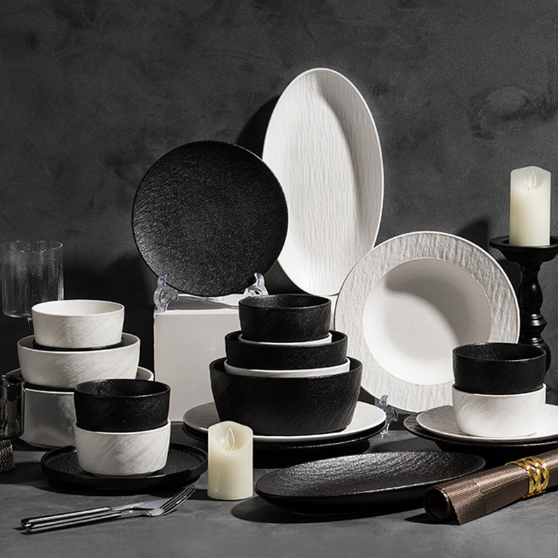 2025 Bowls, Plates, Tableware, Dishware Set, Ceramic Tableware, Plates, Simple Household Tableware, Spoons, Spoons, Microwave Oven Anti-Scalding