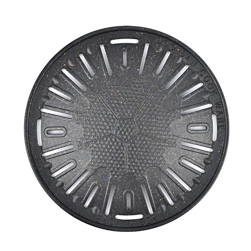 Wholesale Korean-style charcoal barbecue grill, carbon-fueled griddle, commercial meat pan, round non-stick griddle with grill rack