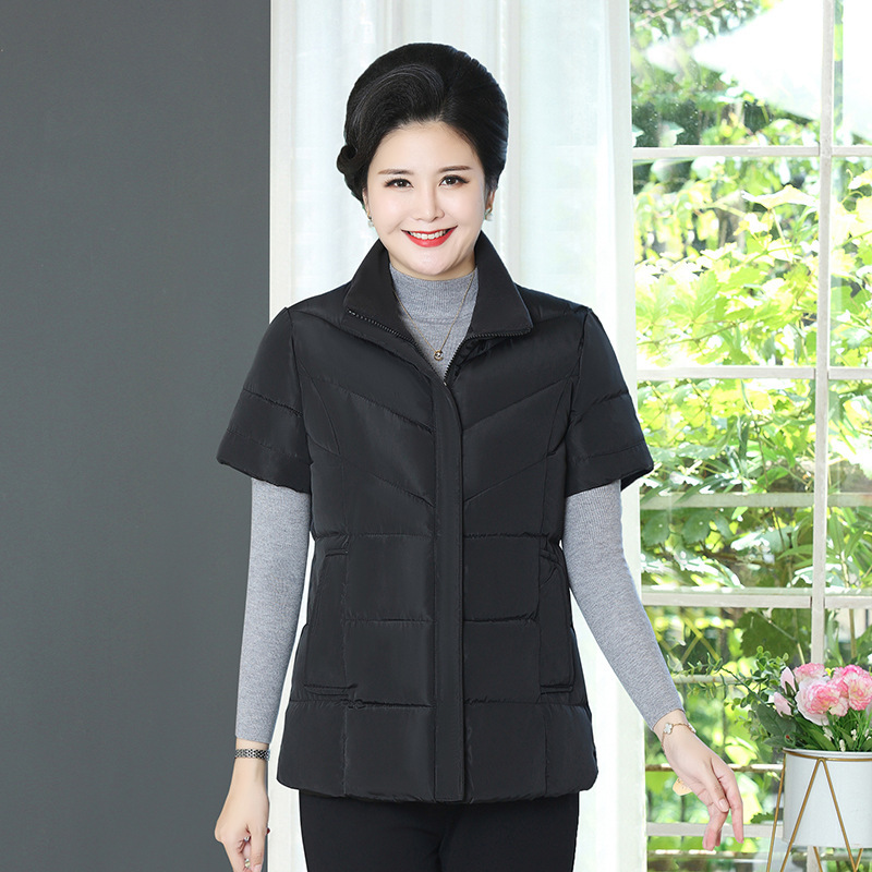 Autumn and winter down cotton vest women's vest waistcoat short vest cotton-padded 2024 new short sleeve cotton-padded jacket jacket coat