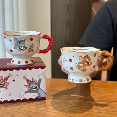 猫和老鼠陶瓷高脚马克杯家用儿童可爱早餐杯子情侣水杯生日礼物女