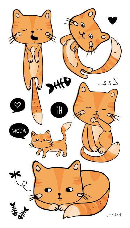Protección del medio ambiente a prueba de agua sudor desechable lindo gato divertido tatuaje pegatinas cicatriz personalizada cubriendo fresco hombres y mujeres tatuaje