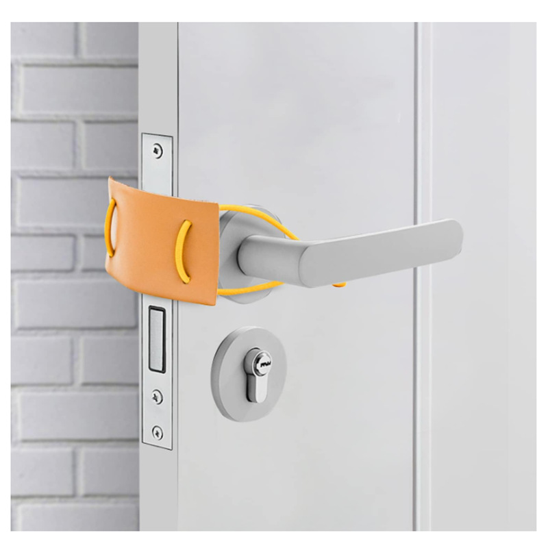 跨境婴儿门消音器皮革闭门垫 带伸缩松紧带托儿所隔音皮门垫