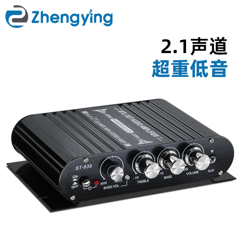 Hot Selling St-838 12V Car Home Power Amplifier 2.1 Channel with Super Bass Power Amplifier Hot Selling St-838 12V Car Home Power Amplifier 2.1 Channel with Super Bass Power Amplifier