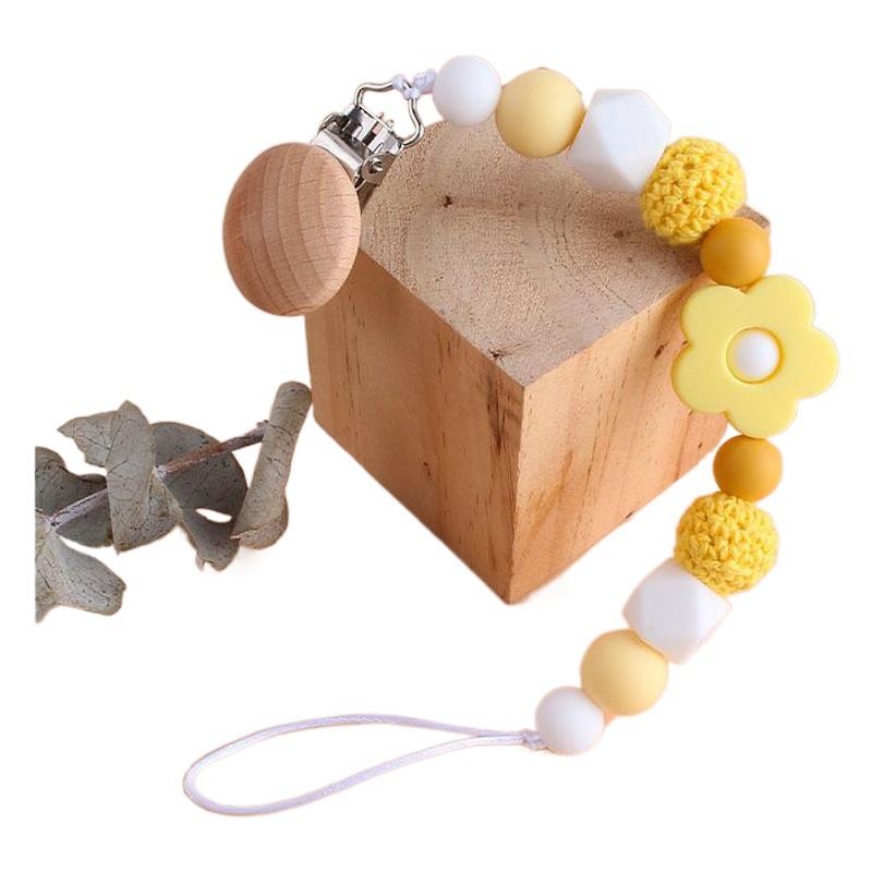 Nuevo bebé haya chupete clip bebé creativo calmante cuentas de silicona Rosa mordedor Cadena de chupete cadena anti-gota
