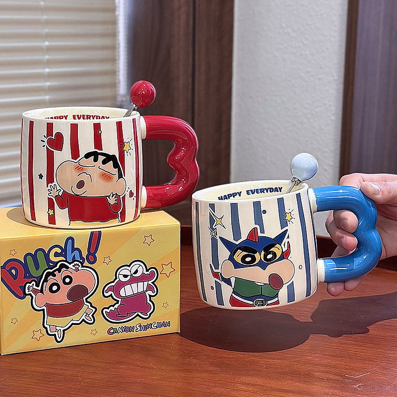 クレヨンしんちゃん マグカップ セラミック 蓋付き オフィス 朝食 ホーム 特別に美しいカップル ドリンクカップ 女の子用|undefined