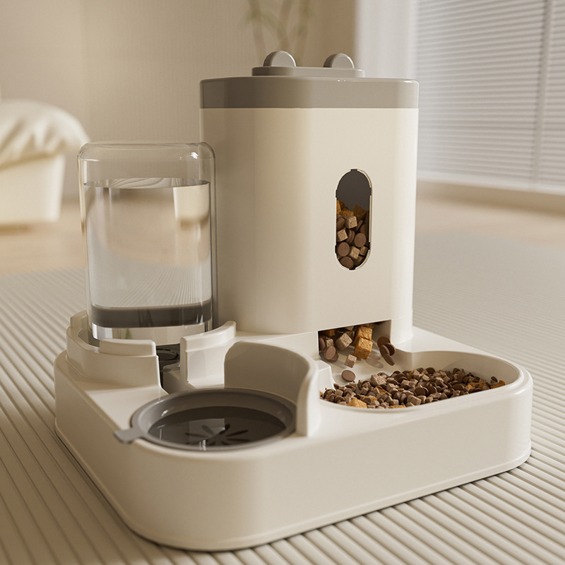 New Automatic Cat Water and Food Dispenser, Integrated Water Bowl and Food Bowl, Controllable Food Amount, Anti-Spill, Cat and Dog Water and Food Dispenser