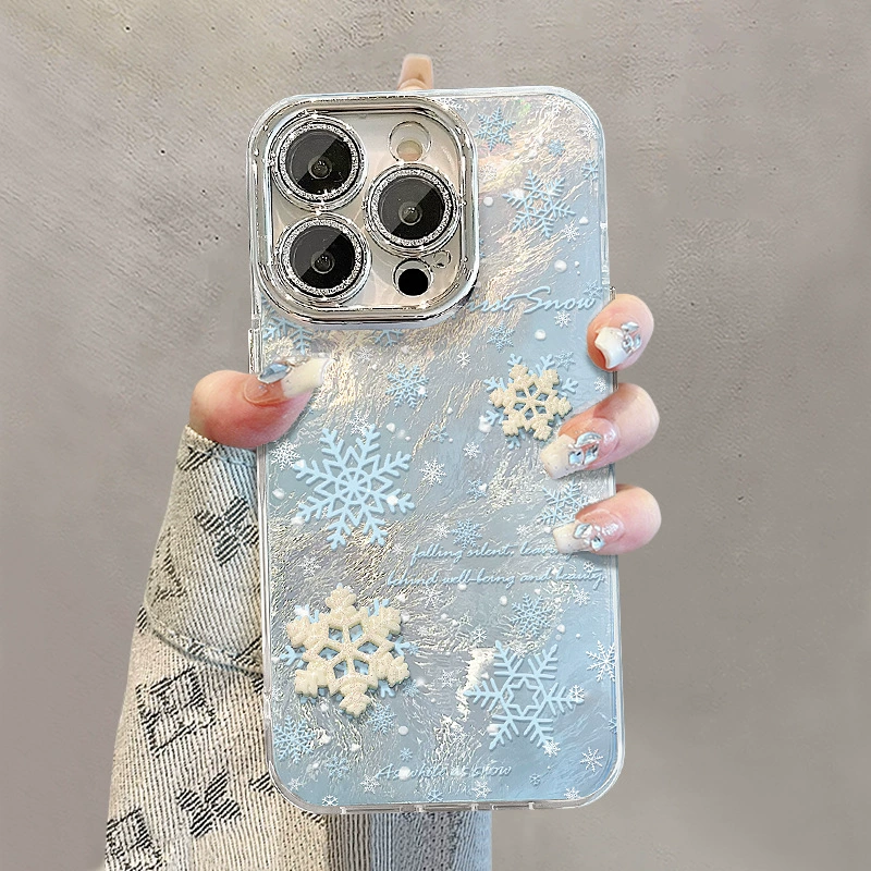 Apple, compatible doll, iPhone13, phone case, lens, with snowflakes, high-quality style, 17promax, fall protection
