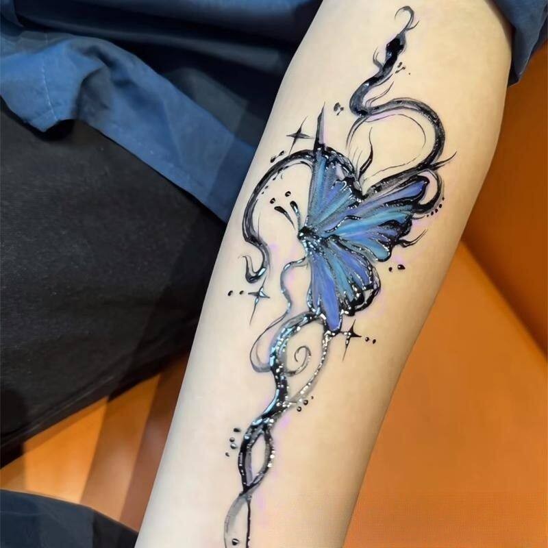 Butterfly Snake Colorful Arm Tattoo Hand-Painted Washable High-Value Long-Lasting Ins Waterproof Hot Girl Colorful Arm Art Butterfly Snake Colorful Arm Tattoo Hand-Painted Washable High-Value Long-Lasting Ins Waterproof Hot Girl Colorful Arm Art