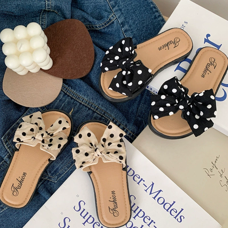 Модные банты Детские тапочки Летние дети Нескользящие мягкие подошвы