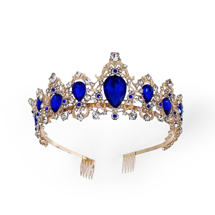 Corona de novia europea y americana con diamantes de imitación, diadema de reina para boda, accesorio para el cabello de cumpleaños, diadema para peinado, corona para el cabello, tocado de princesa