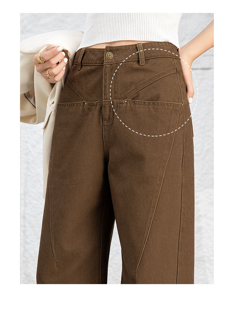 Quần jean nữ ống rộng cạp cao dáng suông chất cotton wash mềm — Màu xám lạnh chi tiết 9
