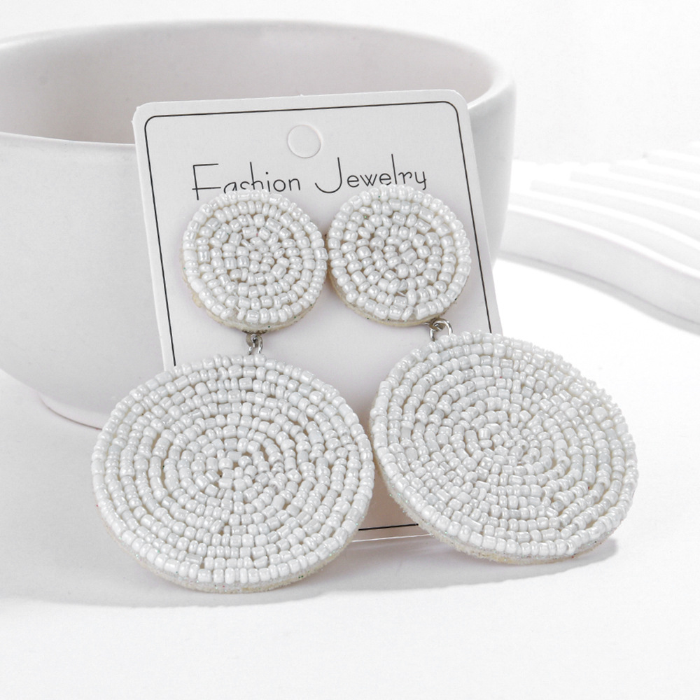 1 Pair Quantity Holiday, Daily Occasion 1 Pair Vacation Round Seed Bead Drop Earrings