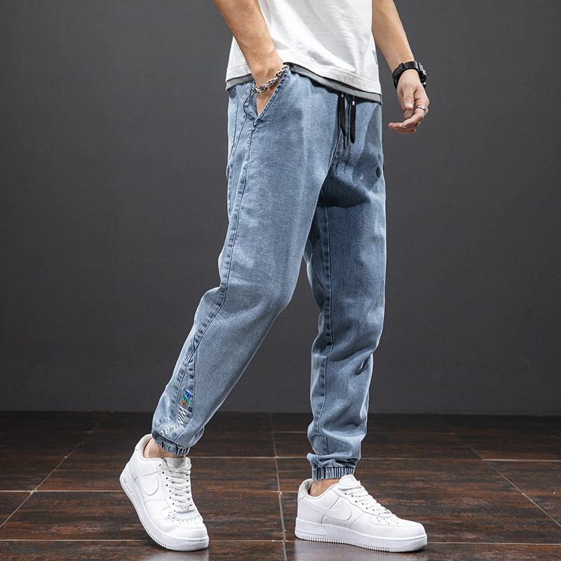 Autumn and Winter Jeans Men's Harlan Pants Leg plus size Men's Loose Casual Pants Fat Pants Cropped Plus Size Slim Look