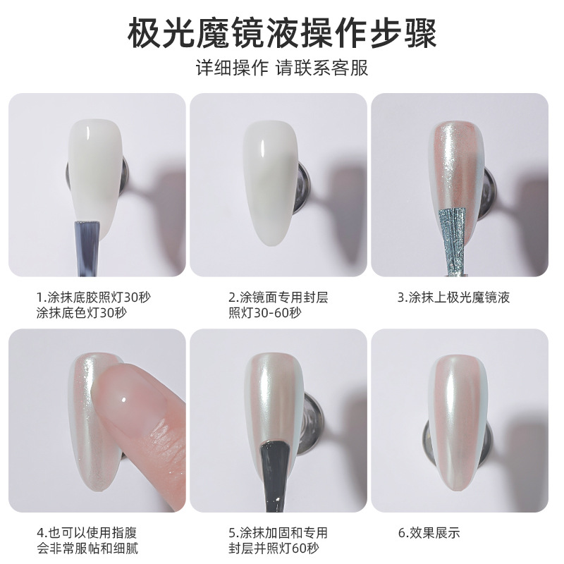 Manicura nuevo líquido espejo mágico polvo luz de la luna polvo Aurora polvo espejo harina duradera no volador polvo decoración de uñas al por mayor