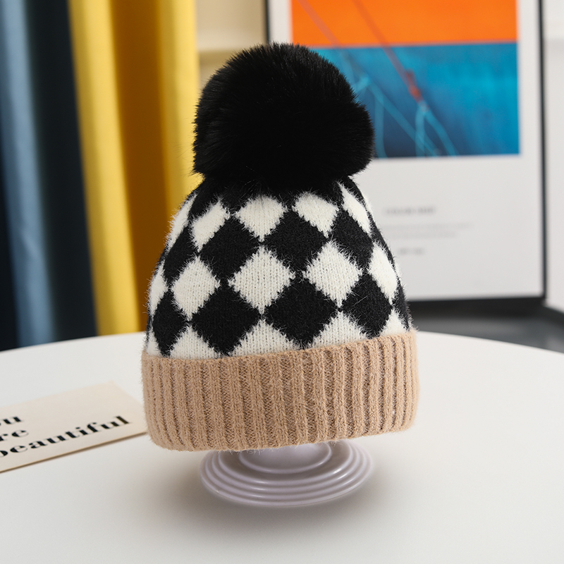 Plaid Pattern Winter Season Children Unisex Basic Streetwear Plaid Wool Cap