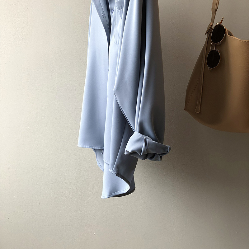 Women's Blouse Long Sleeved Solid Colour Lapel Shirt Elegant_voghion.com