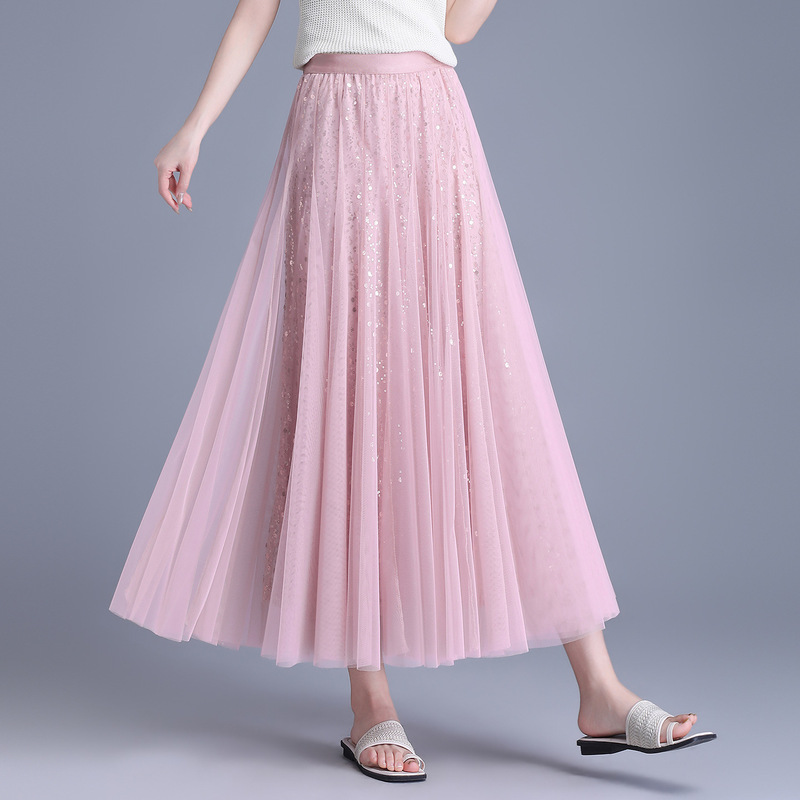 Sequin Mesh Skirt, Half-Length Skirt for Women, Spring and Summer 2026 New Trendy Style, Elegant Pleated Skirt, High-End Drapey Sequins Sequin Mesh Skirt, Half-Length Skirt for Women, Spring and Summer 2026 New Trendy Style, Elegant Pleated Skirt, High-End Drapey Sequins