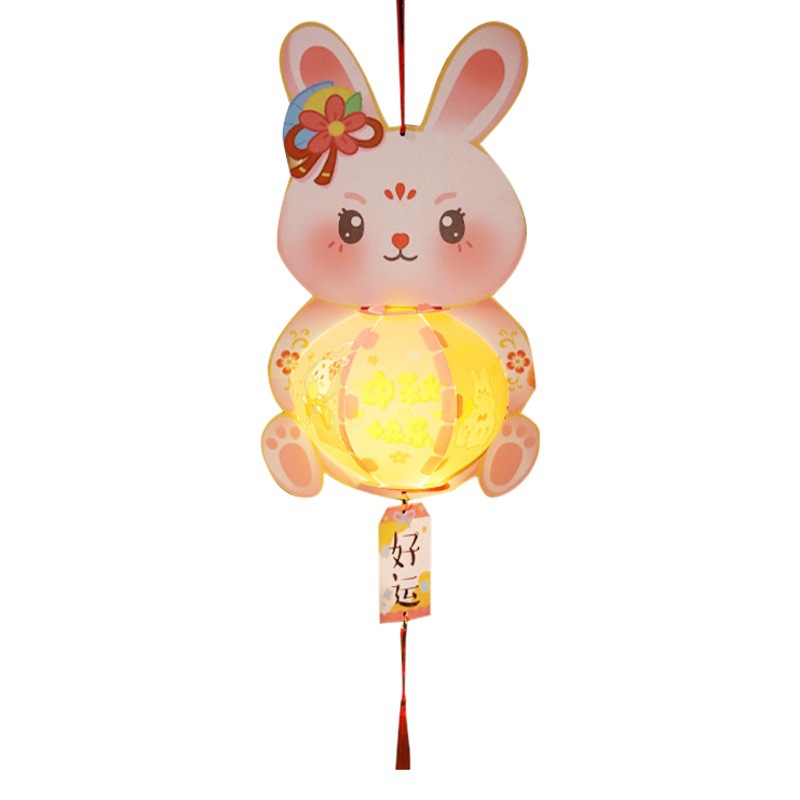 Festival de medio otoño linterna de conejo linterna de PVC kindergarten padre-hijo niños portátil antiguo DIY material paquete Palacio lámpara