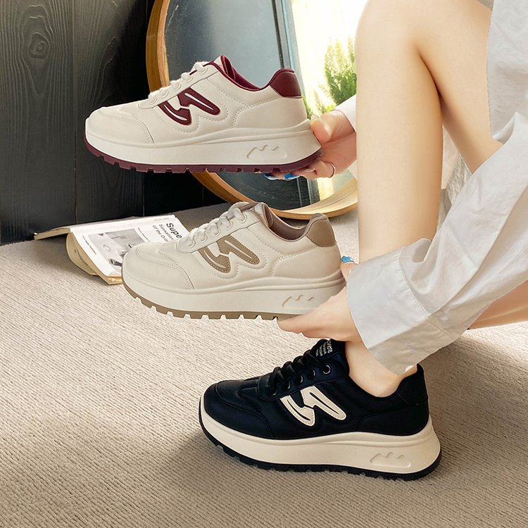 Women's Thick-Soled Sneakers for Foreign Trade, 2025 Autumn New Round-Toe Color-Blocking Dad Shoes, Versatile Trendy Casual Shoes for Students