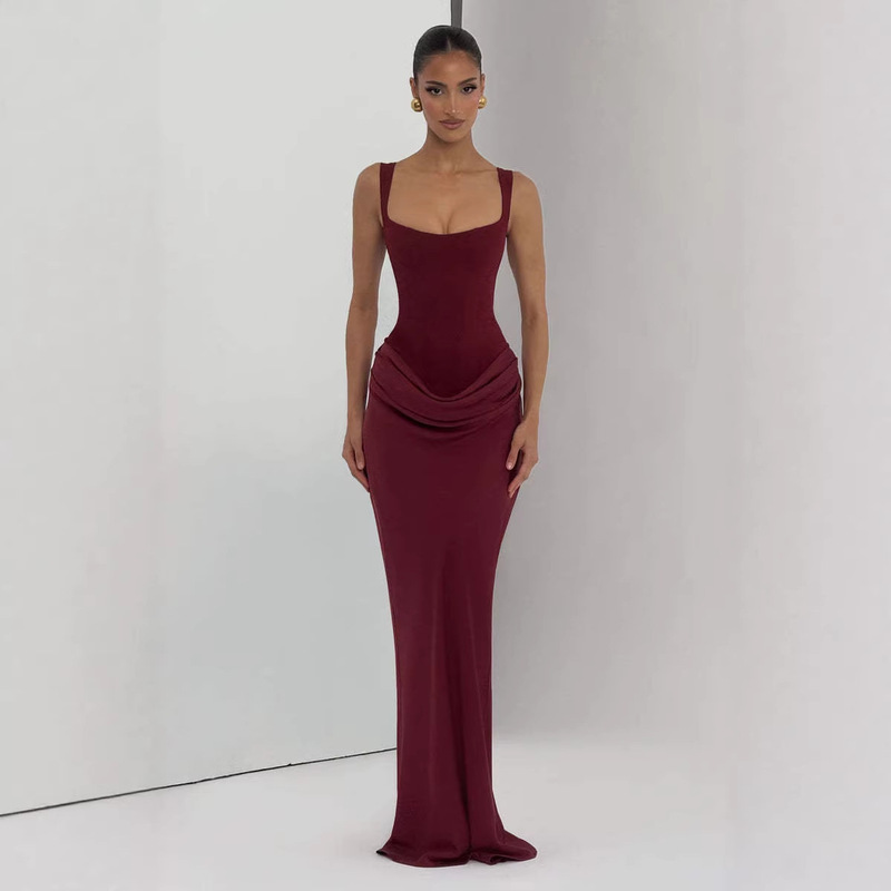 2025 New European and American Amazon Cross-Border Women's Fashion Sexy Hot Girl Strapless Sleeveless Bodycon Long Dress