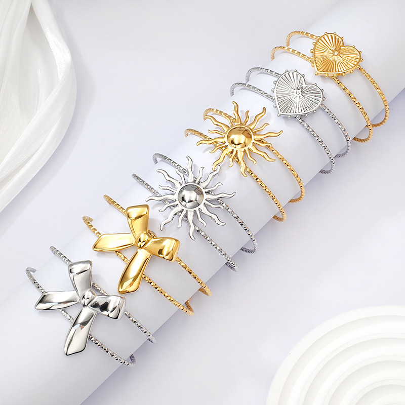 Brazalete solar abierto dorado de estilo europeo y americano para mujeres ligero lujo pequeño diseño de moda personalidad de esmeralda joyas de brazaletes universales