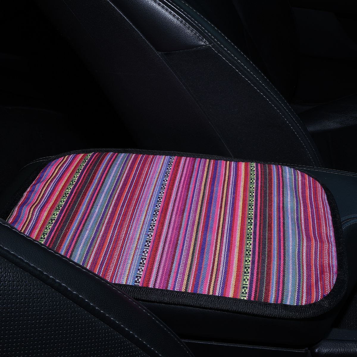 All-season universal armrest box mat, ethnic style fabric, breathable linen, non-slip central armrest box cover, cross-border Amazon