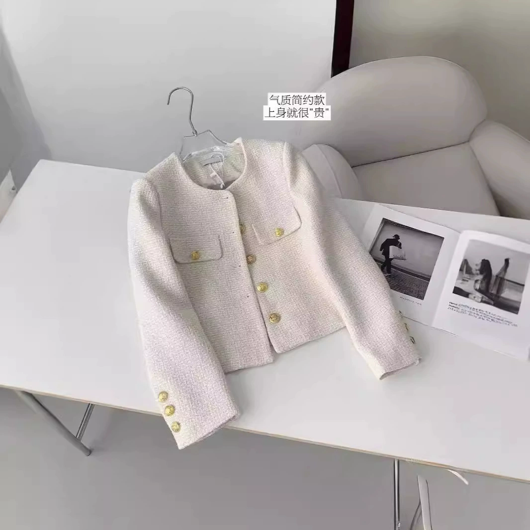 Осенняя куртка, короткий рукав, стиль Chanel, французский стиль, оверсайз