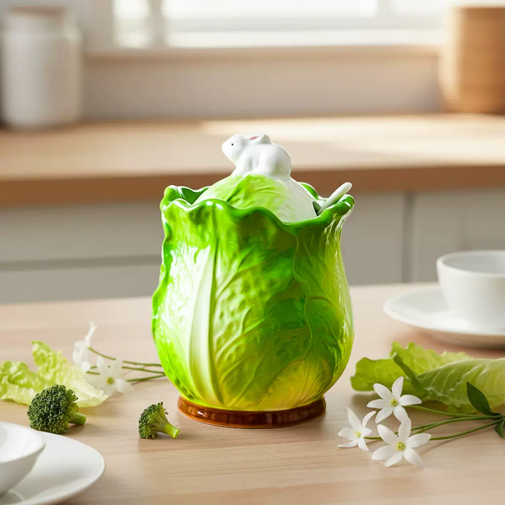 陶瓷罐调味罐带勺厨房家用创意造型调味组合盐味精香料收纳调味罐