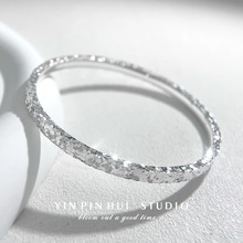 白铜精工加保护层 碎碎冰银镯子 女实心精美爆闪手镯送情侣礼物