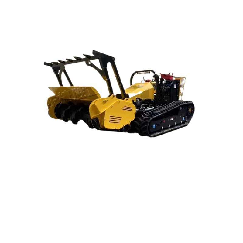 Todo terreno plataforma hidráulica rama trituradora de goma sobre orugas presa cortacésped de cuatro tiempos